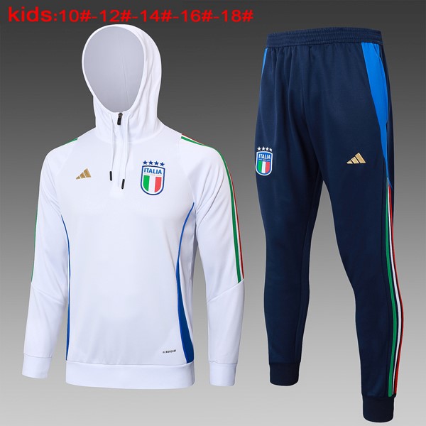 Niños Sudadera Con Capucha Italia 2024-2025 Blanco 3